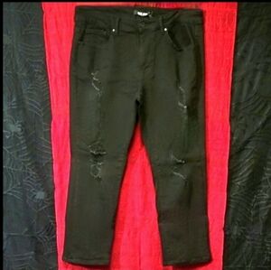 Blue Savvy black distressed gothic high waist denim mom jeans 14 NWT